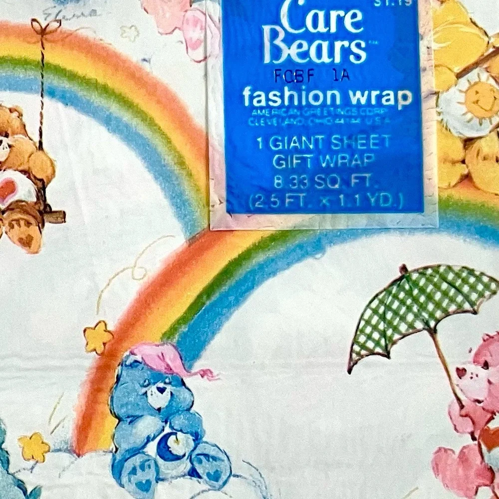 Vintage 80’s Care Bears rainbows wrapping paper